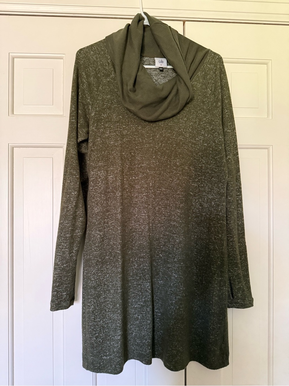CAbi Olive Green Long Sleeve Cowl Neck Dress